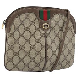 Bolsa Sherry Line GG Supreme Web da GUCCI em PVC bege e dourado 904 02 047 Auth ep13893 Bege Dourado