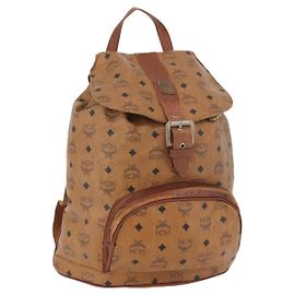MCM Vicetos Logogramm Rucksack aus PVC-Leder Braun Gold Auth bs33818 Braun Golden
