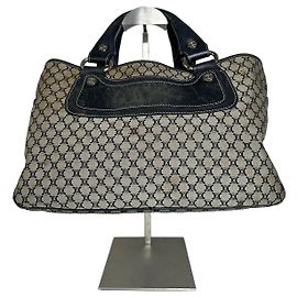 Céline Vintage Celine Triomphe Monogram Boogie Handbag Grey Black Black