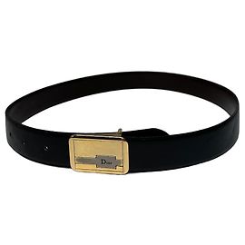 Cinto de couro vintage Dior preto e marrom Preto