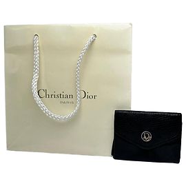 Vintage Dior Snake Emblossed Leather Card Holder Black Black