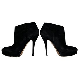 Vintage Gucci Suede Heeled Boots Black EU37,5 Black