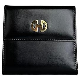 Céline Vintage Celine Paris Patent Leather Wallet Black Black