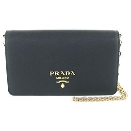 Bolsa de ombro mini em couro Saffiano Prada Preto