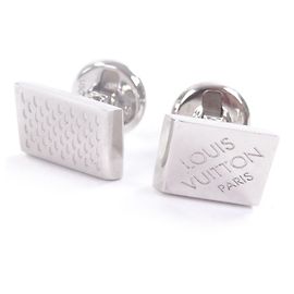 Abotoaduras quadradas com logo Damier Heritage da Louis Vuitton Prata