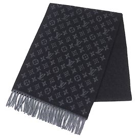 Louis Vuitton Monogram Gradient Cashmere Wool Scarf Black