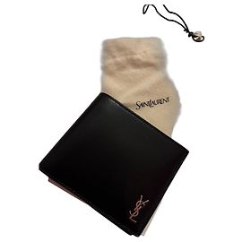 Saint Laurent black leather wallet Black