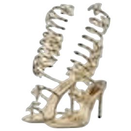 Sandali Margot Farfalla in Cristallo Rene Caovilla Raso Oro Donna EU 39.5 Gold hardware