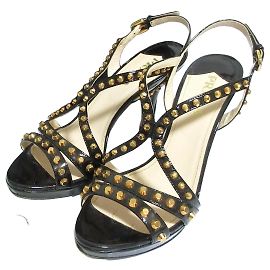 Prada Lackleder High Heel Sandalen Schwarz
