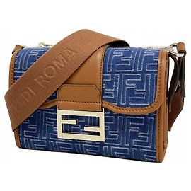 Fendi Zucca Canvas Shoulder Bag Blue