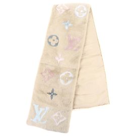 Cachecol Monogram Minkgram da Louis Vuitton Multicor Bege