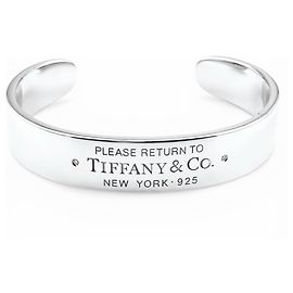 Tiffany & Co. Silver 925 Return to Tiffany Narrow Cuff Bangle Silvery