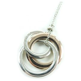 Tiffany & Co Colar de metal 925 Tiffany 1837 com círculos interligados Prata Dourado