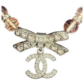 Collar choker de strass con cinta Coco Mark B23S modelo 2023 de Chanel Plata Rosa