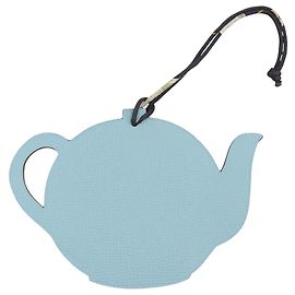 Hermès HERMES Petit H Teapot Leather Bag Charm Black Light blue