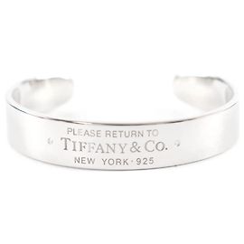 Tiffany & Co. Return to AG925 Diamond RTT Narrow Cuff Bangle Silvery