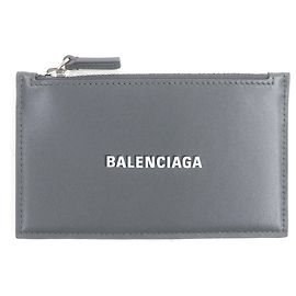 Balenciaga Gray Leather Card Case Brown