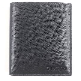 Prada Saffiano Triangle Card Case Black