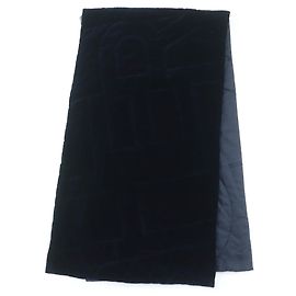 Sciarpa in seta trapuntata con logo Hermès Blu navy