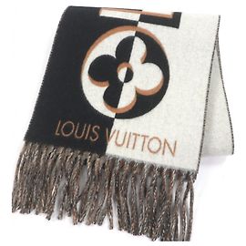 Louis Vuitton Duo Infinity Woll-Kaschmir-Fransen-Schal Schwarz