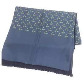 Hermès HERMES Silk Angora Shawl Navy blue