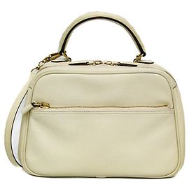 Valextra SERIE S Medium Leather Handbag/Shoulder Bag Eggshell