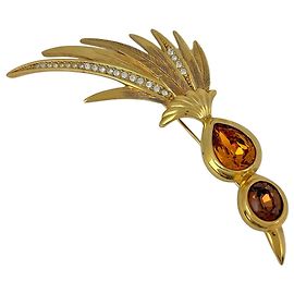 Broche de strass dourado Christian Dior Dourado