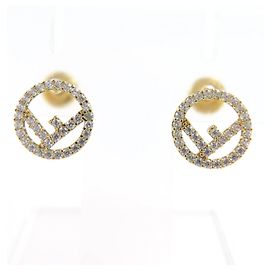 Orecchini Fendi con logo e strass Argento D'oro