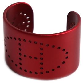 Hermès Hermes Evelyne Aluminum Cuff Bangle Red