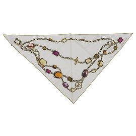 Cachecol de seda Monogram Louis Vuitton em branco Branco