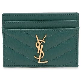 Tarjetero Monogram Cassandre Grain De Poudre Verde Saint Laurent Verde Verde oscuro