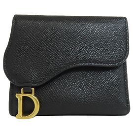 Christian Dior Saddle Lotus Geldbörse Schwarz