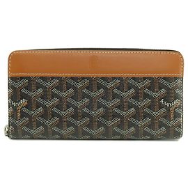 Goyard Zip GM Herringbone Pattern Long Wallet Brown Black