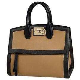 Borsa a mano Studio Gancini di Salvatore Ferragamo Nero Beige