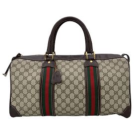 Mala de tecido vintage Gucci Ophidia Boston Marrom