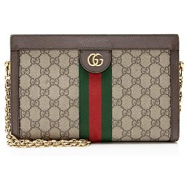 Bolsa de ombro média Ophidia GG Supreme da Gucci Marrom Bege
