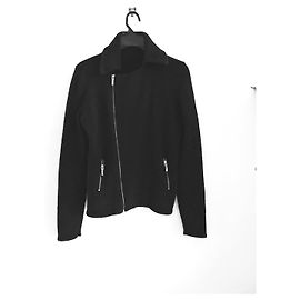 Ralph Lauren Black wool biker jacket Black