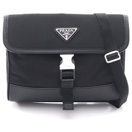 Borsa a Spalla in Pelle Saffiano di Nylon Prada Nero