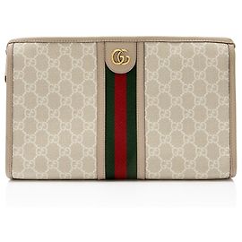 Gucci GG Supreme Ophidia Medium Pouch Braun Beige