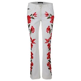 Calças florais adornadas Dolce & Gabbana - '10s Branco