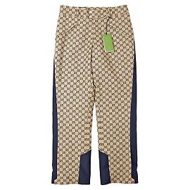 Calças acolchoadas em jacquard com monograma GG da Gucci Amarelo Azul marinho