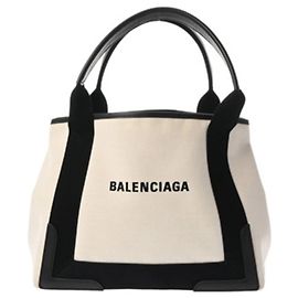 Borsa Balenciaga Cabas S blu navy Nero Bianco