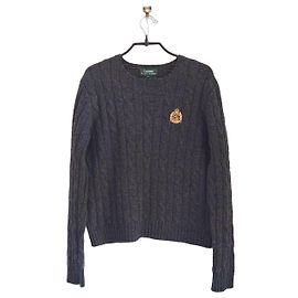 Dunkelgrauer, gedrehter Strickpullover Ralph Lauren Anthrazitgrau