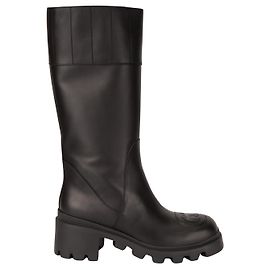 Botas altas Lifford de cuero negro con G entrelazado Gucci Mujer EU 40 Negro