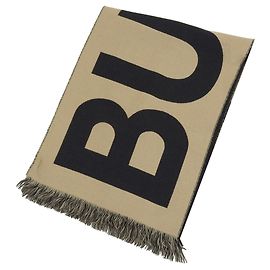 Burberry Wool Logo Jacquard Stole Black Beige