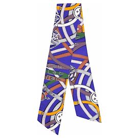 Lenço de seda Hermès Maxi Twilly Cavalcadour Multicor Roxo