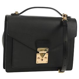 LOUIS VUITTON Borsa a Mano Epi Monceau 28 Nera M52122 LV Auth mr1592V Nero