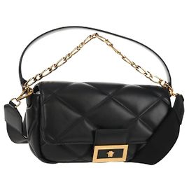 Versace Borsa a Spalla Medusa in Pelle Nera e Oro Auth 155105V Nero D'oro