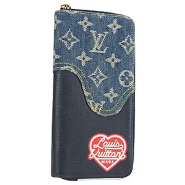 Cartera Larga Zippy LV Squared NIGO LOUIS VUITTON Azul Marino M81107 Auth 126433SAM Azul marino