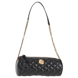 Versace Borsa a spalla a catena in pelle nera e oro Auth 118693V Nero D'oro